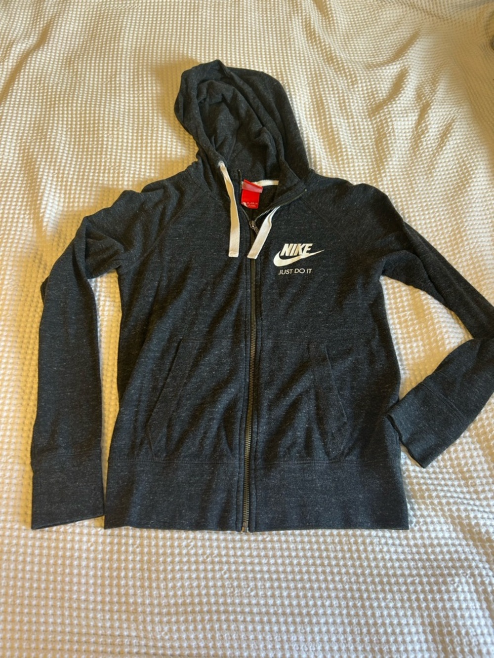 Nike Charcoal Zip ZIP UP Hoodie with White Trim